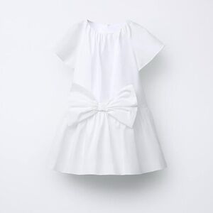 🆕NWT Zara White Poplin Dress with Bow
